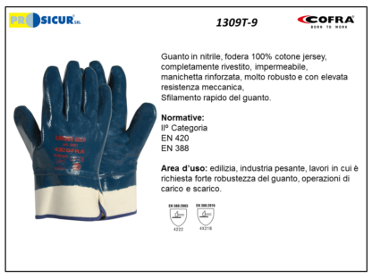 Guanto fodera cot.jersey tuttoricoperto nitrile c/manichetta