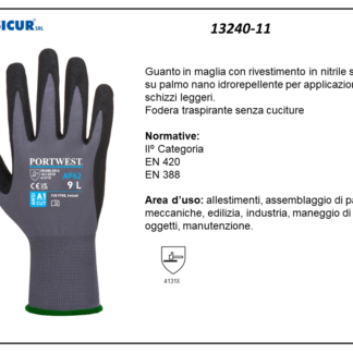 Guanto nylon/elastane schiuma nitrile dorso areato