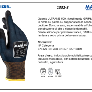 500 guanto ultrane grip&proof dorso areato p/maglia