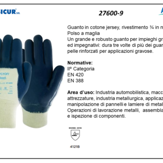 Guanto hycron fod.cotone riv. 3/4 nitrile dorso areato