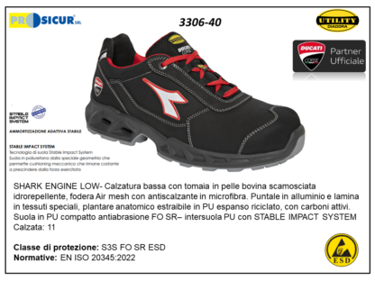 Shark calz.bassa pelle punt/ alluminio lam/tex s3sfosr esd