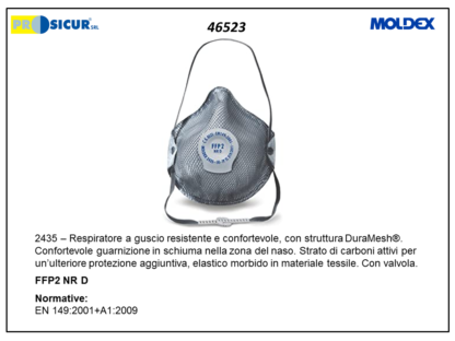 2435 respiratore a guscio c/v carboni attivi ffp2 nr d