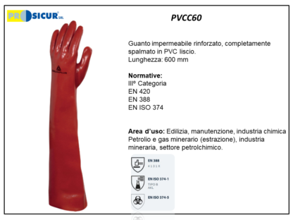 Guanto cotone interamente riv.in pvc l 600 mm