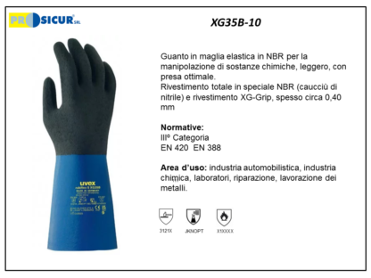 Guanto cotone interamente riv.nbr e strato xg-grip l 350 mm