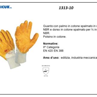 1313-10 - (Quantità per Confezione: 12 PA) - Guanto fodera cotone spalmato nbr leggero dorso areato