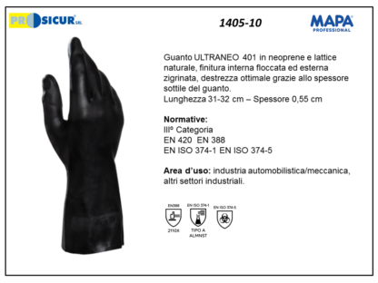 1405-10 - (Quantità per Confezione: 10 PA) - 401 guanto ultraneo neoprene/ lattice l 31 cm