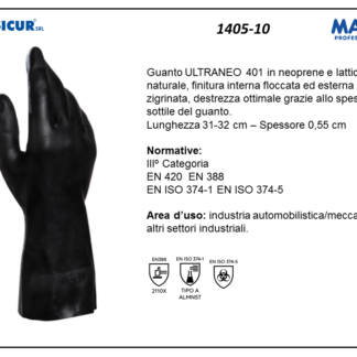 1405-10 - (Quantità per Confezione: 10 PA) - 401 guanto ultraneo neoprene/ lattice l 31 cm