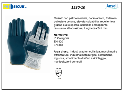 1530-10 - (Quantità per Confezione: 12 PA) - Guanto hynit 32815 fod.pes/cotrivestito nitrile