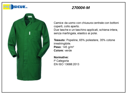 270004-M - Camice 65%poliestere 35%cotonec/bottoni coperti verde