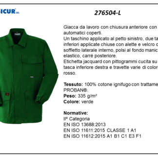 276504-L - Giacca 100% cotone ignifugo cuciture a constrasto