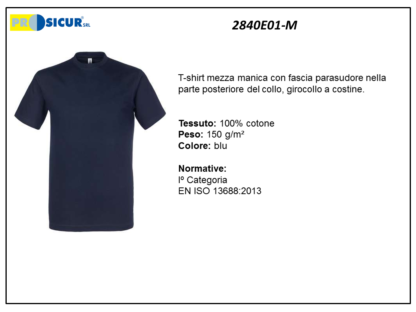 2840E01-M - (Quantità per Confezione: 2 PZ) - T-shirt girocollo 100% cotone blu