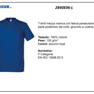 2840E06-L - (Quantità per Confezione: 2 PZ) - T-shirt girocollo 100% cotone royal