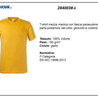 2840E08-L - (Quantità per Confezione: 2 PZ) - T-shirt girocollo 100% cotone giallo