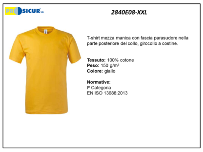 2840E08-XXL - (Quantità per Confezione: 2 PZ) - T-shirt girocollo 100% cotone giallo