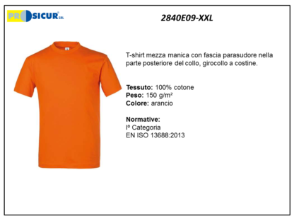 2840E09-XXL - (Quantità per Confezione: 2 PZ) - T-shirt girocollo 100% cotone arancio