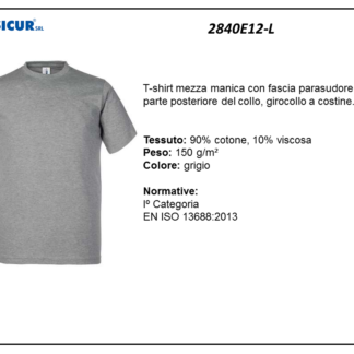 2840E12-L - (Quantità per Confezione: 2 PZ) - T-shirt girocollo 100% cotone grigio