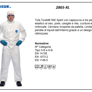 2865-XL - (Quantità per Confezione: 5 PZ) - Tuta tyvek classic xpert cat.iii tipo 5 6