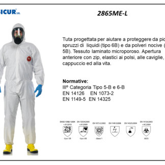 2865ME-L - (Quantità per Confezione: 50 PZ) - Tuta plp laminato microporoso cat.iii tipo 5 6 b