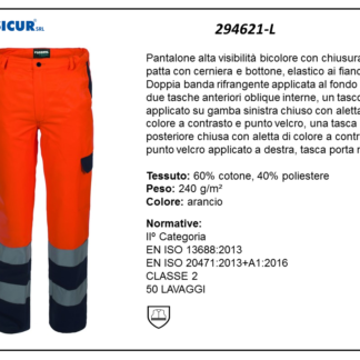 294621-L - Pantalone av 60%cotone 40%pes tasch.portametro arancio/blu