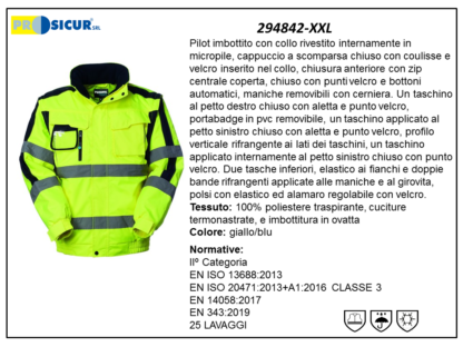 294842-XXL - Pilot imbottito 100%poliesteremaniche staccabili giallo/blu