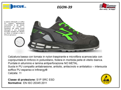 EGON-39 - Calz.bassa nylon/microf.foderapelle punt/allumin lam/nometal