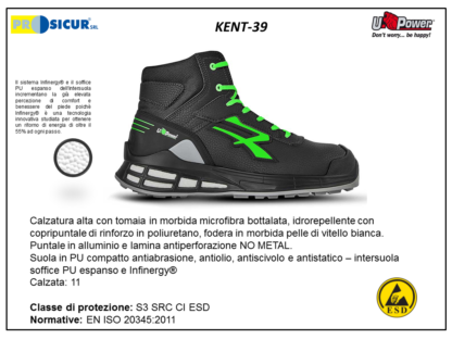 KENT-39 - Calz.alta nylon/microf.fodera pelle punt/allumin lam/nometal