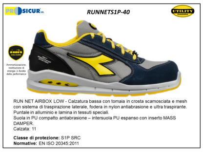 RUNNETS1P-40 - Calz.bassa crosta scamosc/meshpunt/allum.lam/tessuto s1p src