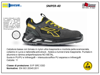 SNIPER-40 - Calz.bassa nylon/pelle scamos.tallonetta antishock s1psrcesd