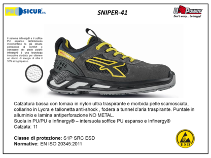 SNIPER-41 - Calz.bassa nylon/pelle scamos.tallonetta antishock s1psrcesd