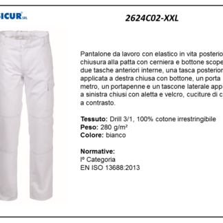 Pantalone 100%cotone irrestr. cuciture a contrasto bianco