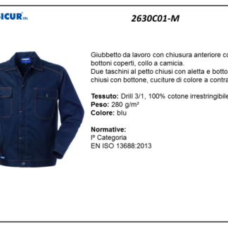 Giubbetto 100%cotone irrestr. cuciture a contrasto blu