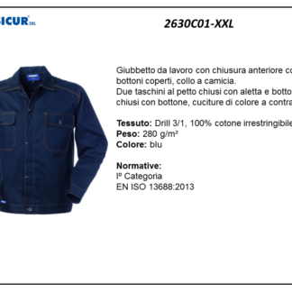 Giubbetto 100%cotone irrestr. cuciture a contrasto blu