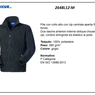 Pile 100% poliestere collo alto zip lunga grigio