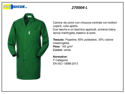 Camice 65%poliestere 35%cotonec/bottoni coperti verde