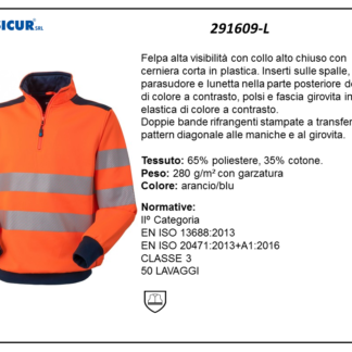 Felpa av 35%cotone 65%pes collo alto mezza zip arancio