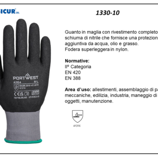 1330-10 - (Quantità per Confezione: 12 PA) - Guanto nylon/elastan rivestitointeramente schiuma nitrile