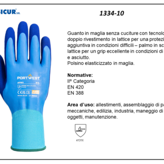 1334-10 - (Quantità per Confezione: 12 PA) - Guanto nylon doppio rivestim. schiuma di lattice