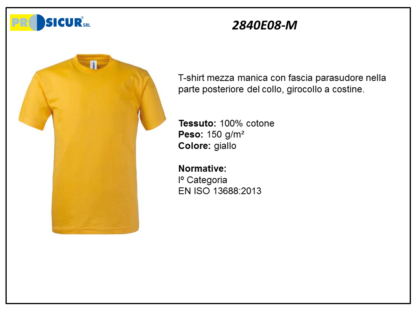 2840E08-M - (Quantità per Confezione: 2 PZ) - T-shirt girocollo 100% cotone giallo