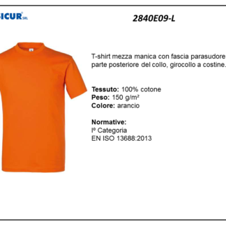 2840E09-L - (Quantità per Confezione: 2 PZ) - T-shirt girocollo 100% cotone arancio