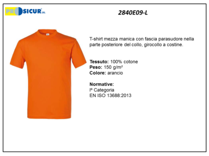 2840E09-L - (Quantità per Confezione: 2 PZ) - T-shirt girocollo 100% cotone arancio