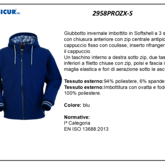 Giubbotto 94%polies.6% spandeximbottito c/cappuccio blu/nero