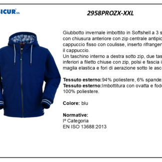 Giubbotto 94%polies.6% spandeximbottito c/cappuccio blu/nero