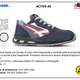 ACTIVE-40 - Calz.bassa pelle scamosciata punt.alluminio s1p src esd