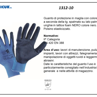 1312-10 - (Quantità per Confezione: 12 PA) - Guanto in nylon spalmato lattice foam dorso areato