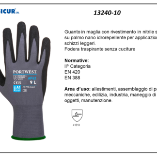 13240-10 - (Quantità per Confezione: 12 PA) - Guanto nylon/elastane schiuma nitrile dorso areato