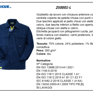 250001-L - Giubbetto trivalente ignifugo antiacido antistatico blu