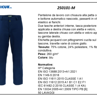 Pantalone trivalente ignifugo antiacido antistatico blu