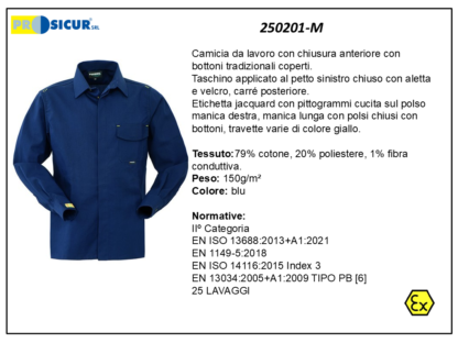 250201-M - Camicia multinorma ignifuga antiacido/antistatica blu