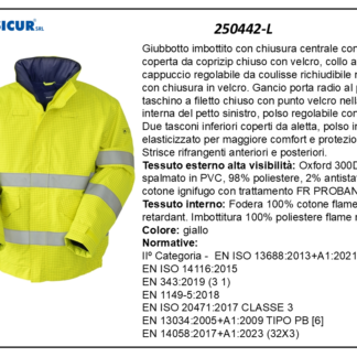 250442-L - Bomber imbottito av multinormaspalmato pvc giallo