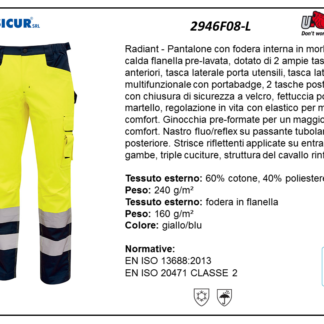 2946F08-L - Pantalone av 60%cot.40%pes foderato in flanella giallo